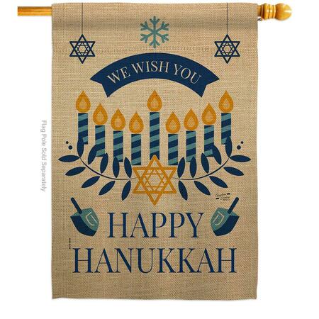 PATIO TRASERO 28 x 40 in. Wish You Happy Hanukkah House Flag with Winter Double-Sided Vertical Flags  Banner PA3873086